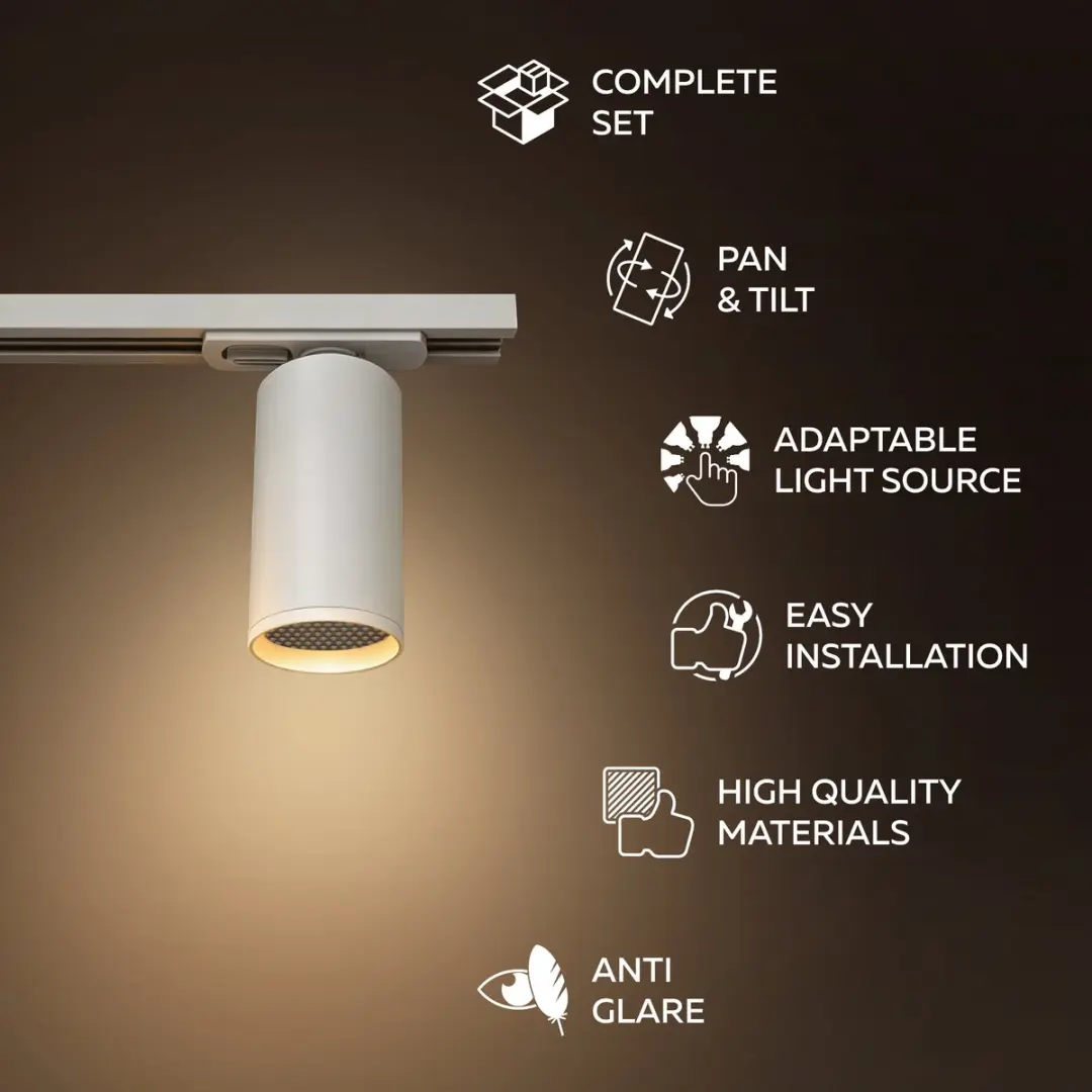 Calex Railsysteem Verlichting 3m - 6x GU10 Opbouwspots - Wit - 1 Fase