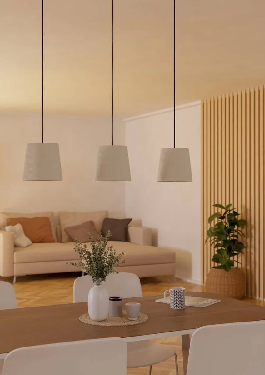 Eglo Febres Hanglamp E27 88cm - Zwart/Wit Teddystof - afbeelding 6 van 6