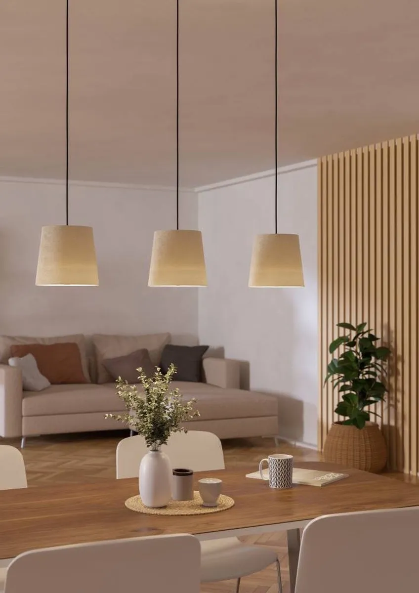 Eglo Febres Hanglamp E27 88cm - Zwart/Wit Teddystof