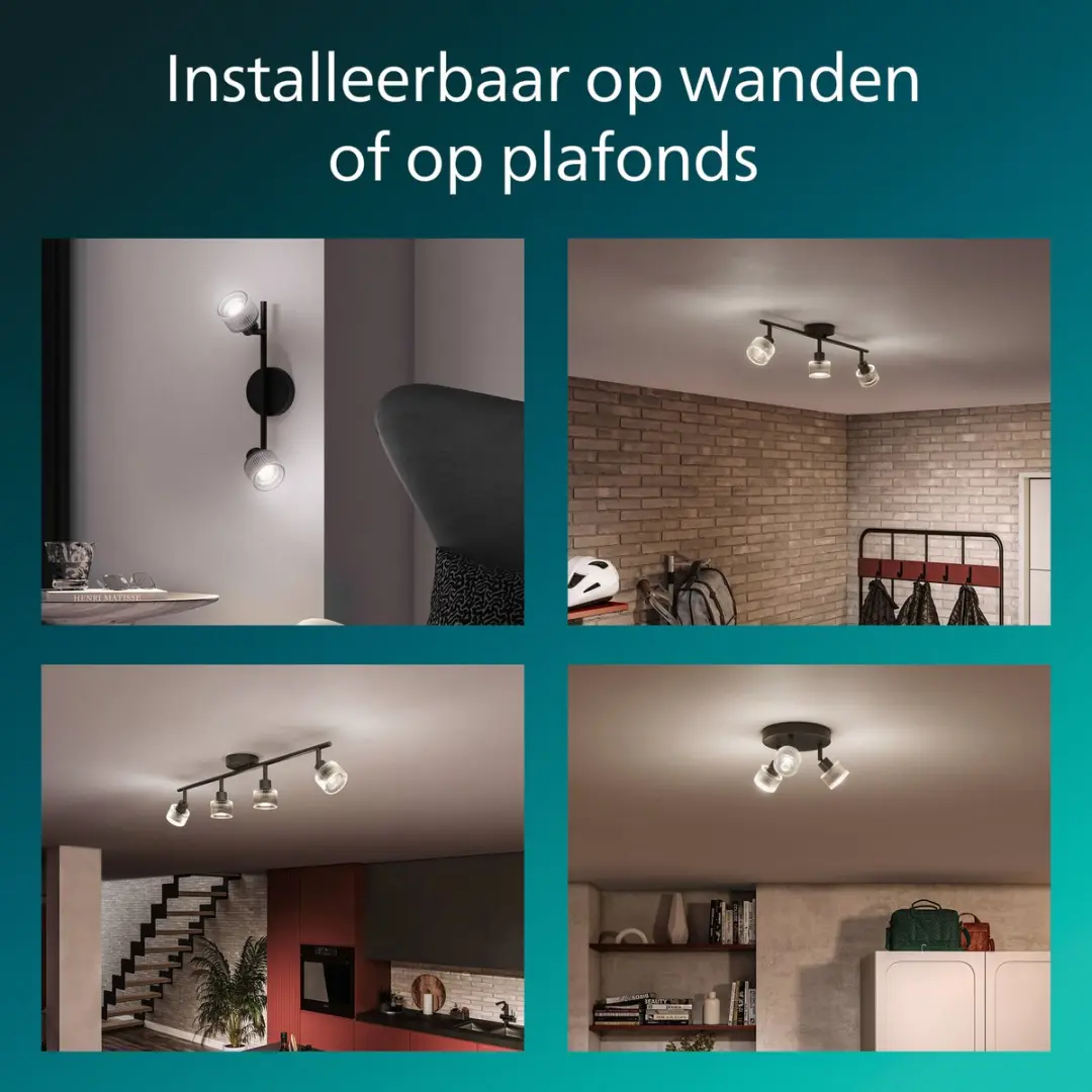 Philips Horen Opbouwspot GU10 - 2x5W Richtbaar - Zwart