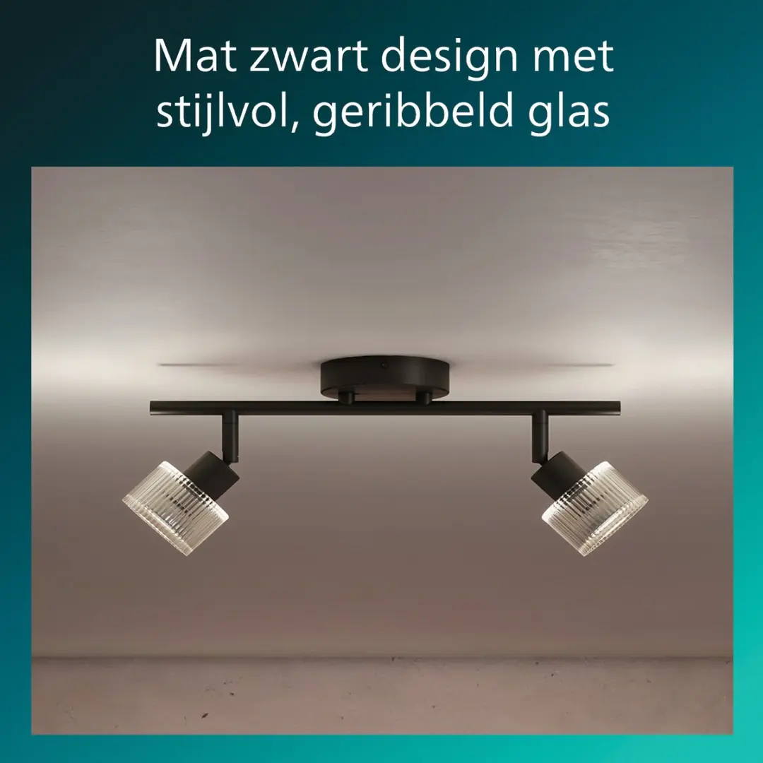 Philips Horen Opbouwspot GU10 - 2x5W Richtbaar - Zwart