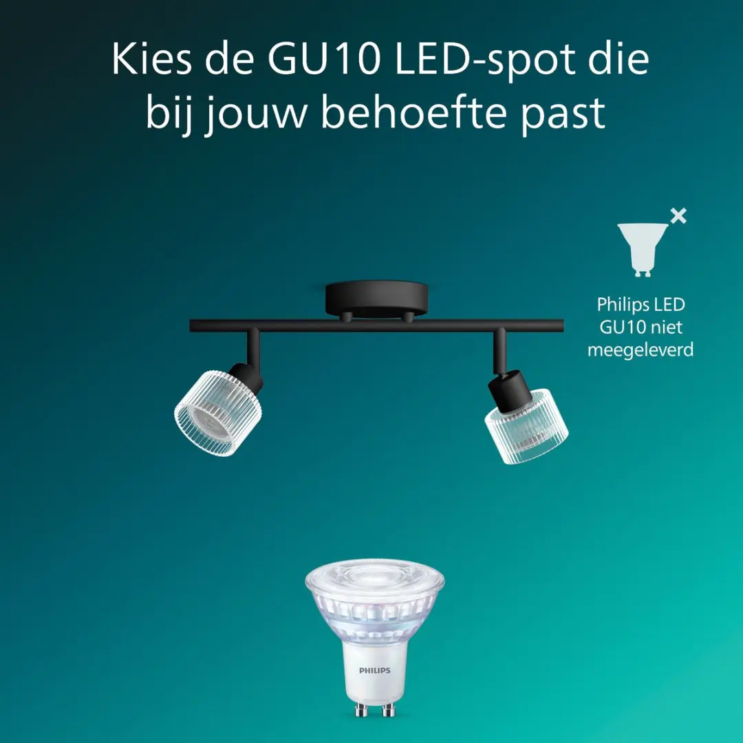 Philips Horen Opbouwspot GU10 - 2x5W Richtbaar - Zwart - afbeelding 6 van 6