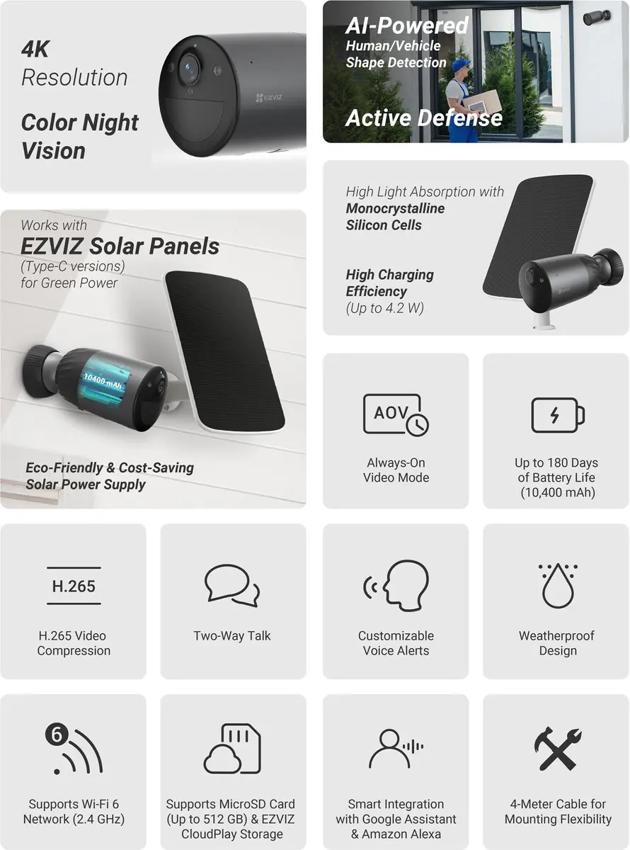 EZVIZ BC1C Pro 4K Ultra HD Batterijcamera - Zwart - afbeelding 6 van 6