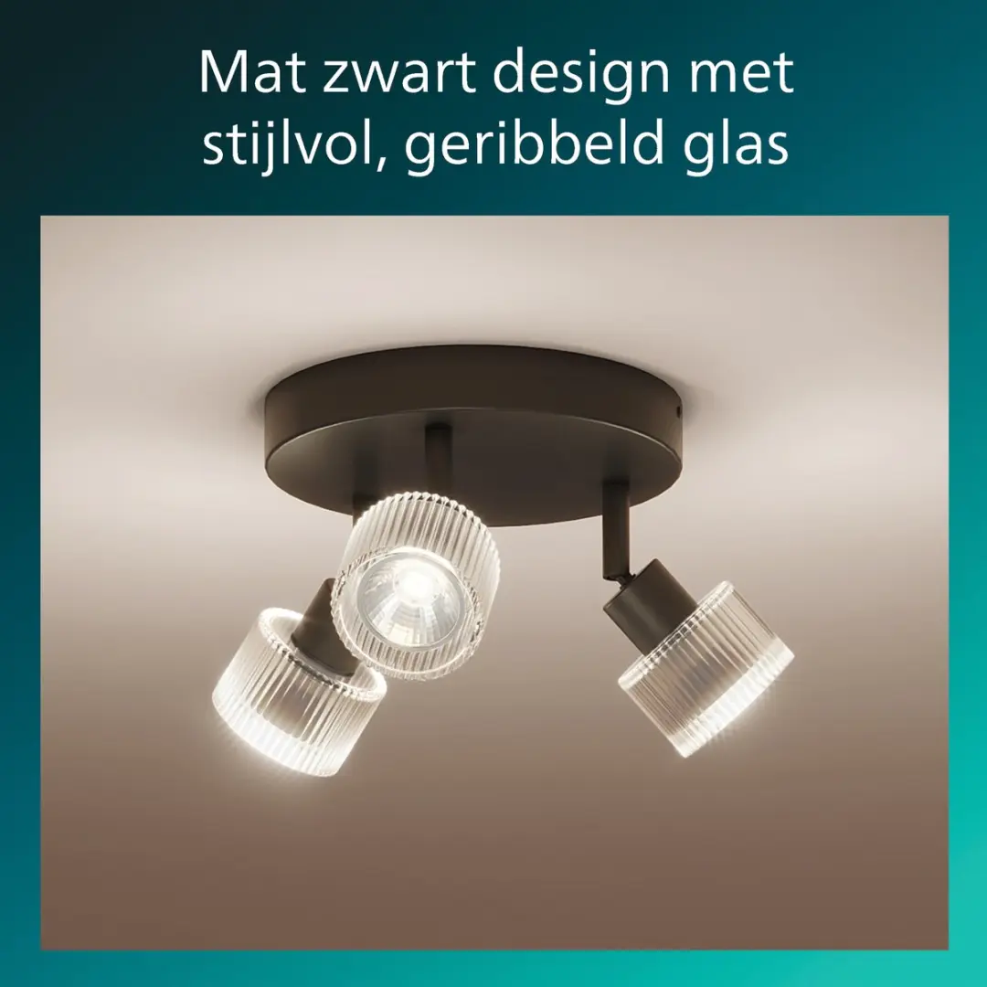 Philips Horen Opbouwspot GU10 3x5W - Zwart