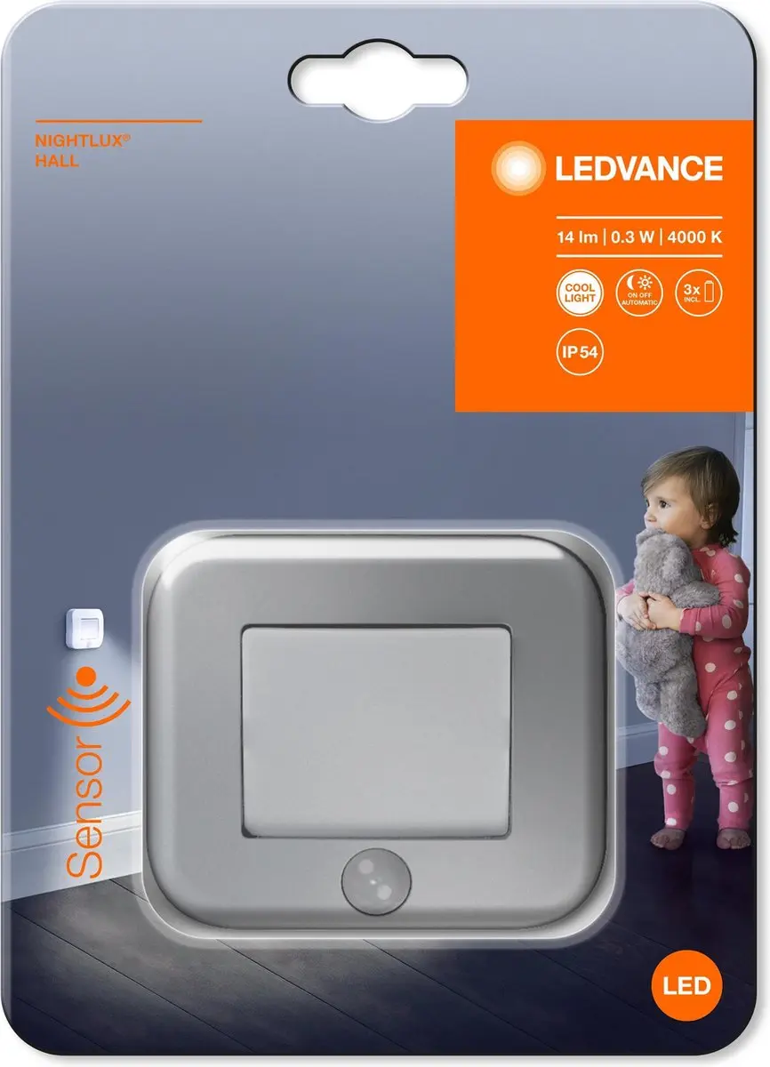 LEDVANCE NIGHTLUX Hall LED Armatuur 0.25W - Koelwit 4000K - Zilver - afbeelding 4 van 6
