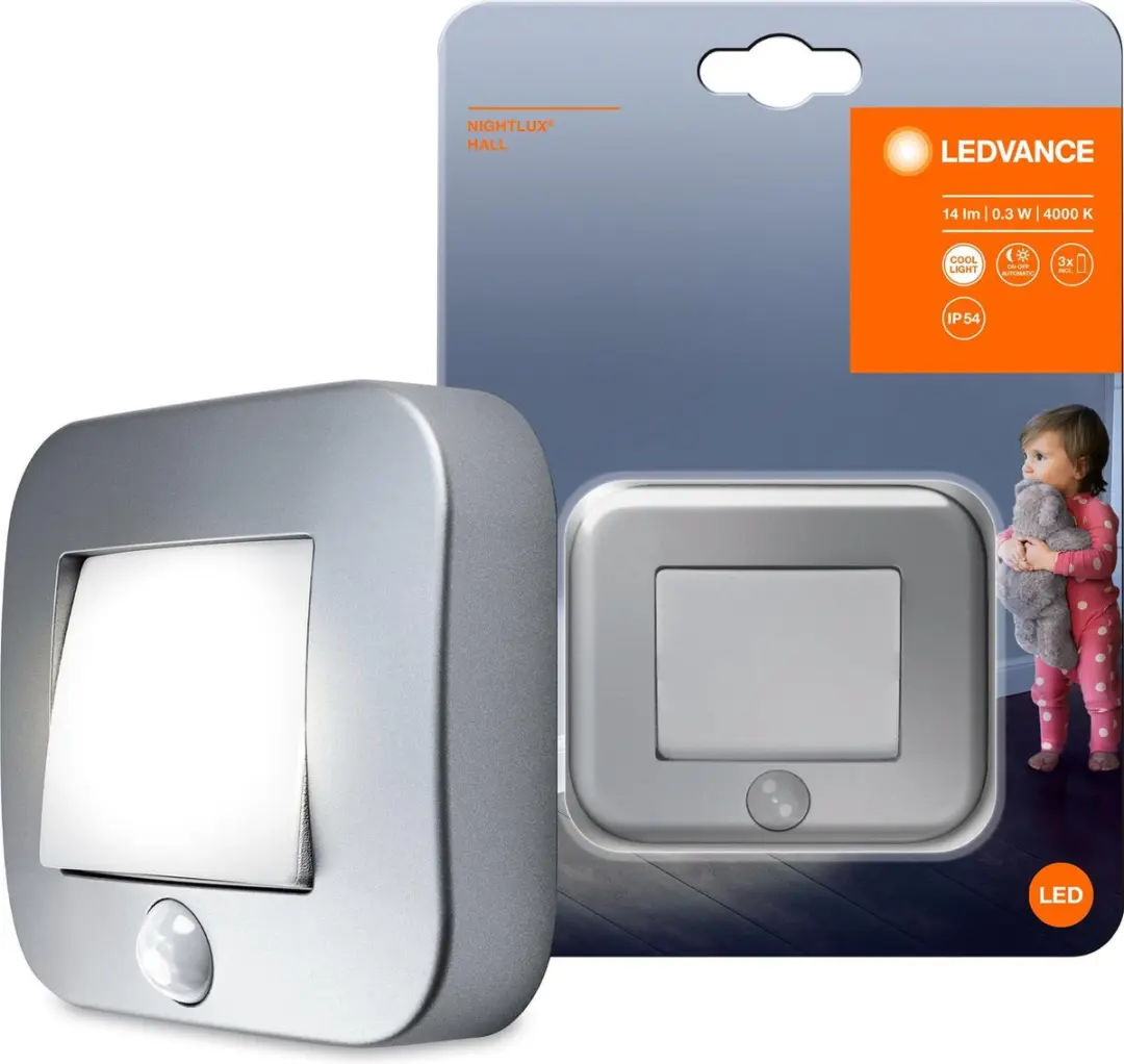 LEDVANCE NIGHTLUX Hall LED Armatuur 0.25W - Koelwit 4000K - Zilver - afbeelding 5 van 6