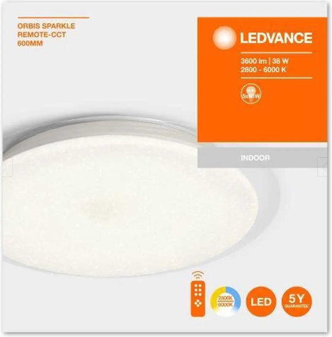 LEDVANCE Orbis Sparkle Wand- en Plafondarmatuur 38W - Aluminium - IP20 - afbeelding 6 van 6