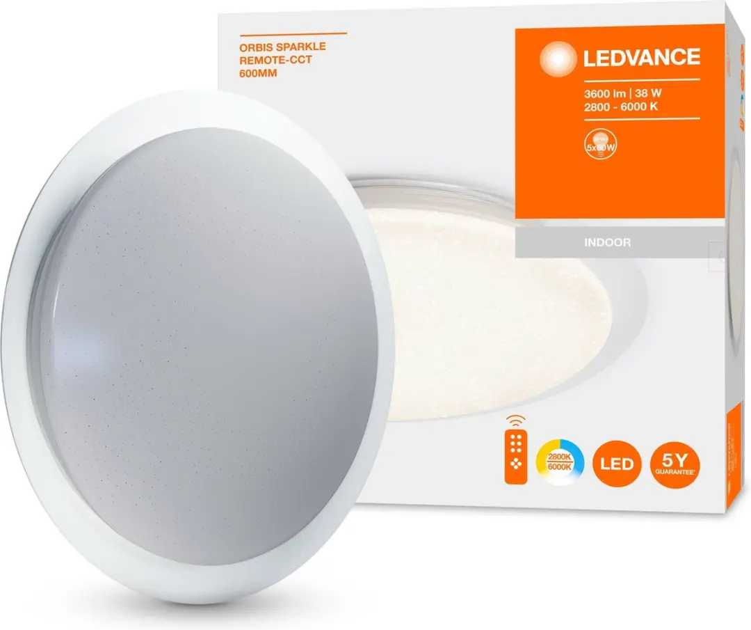 LEDVANCE Orbis Sparkle Wand- en Plafondarmatuur 38W - Aluminium - IP20