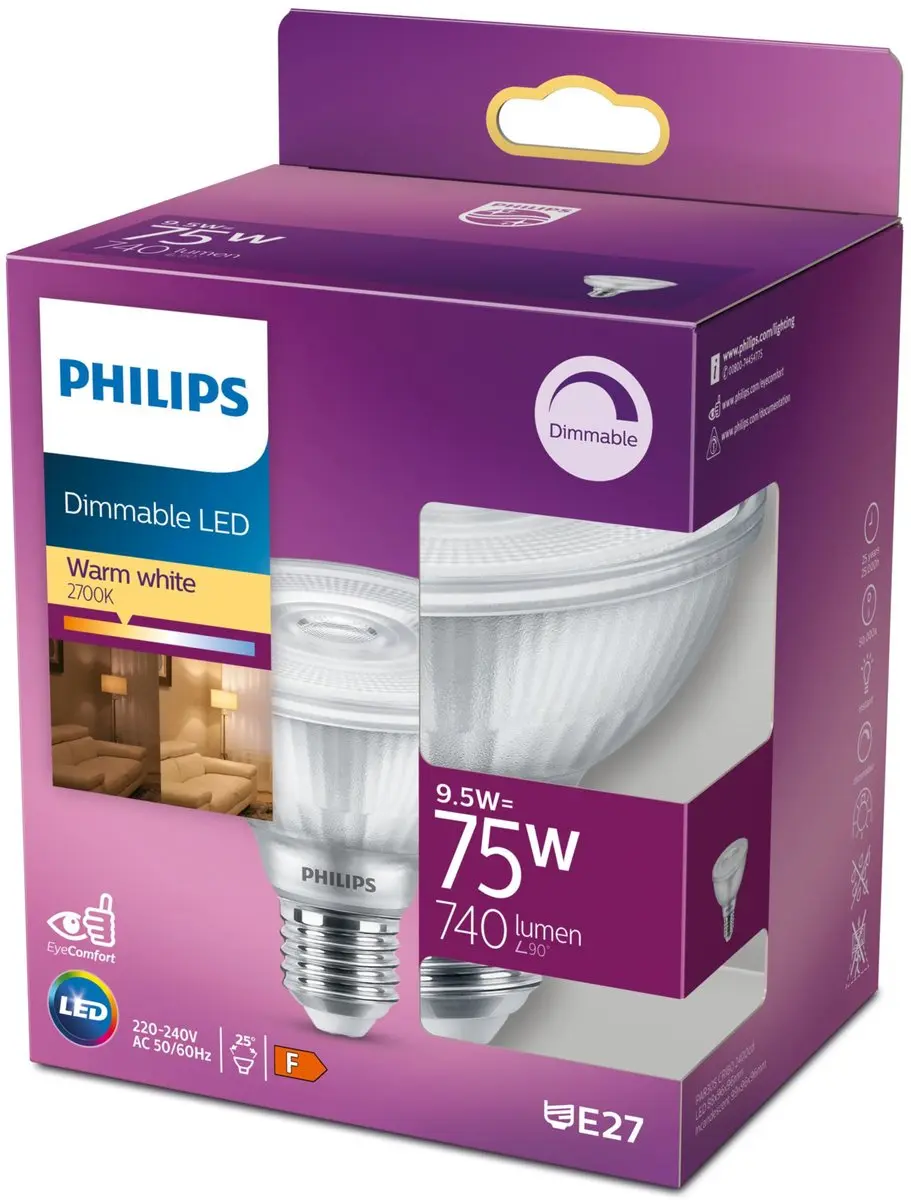 Philips LED E27 9.5W Warmwit - 2700K - 1 Stuk