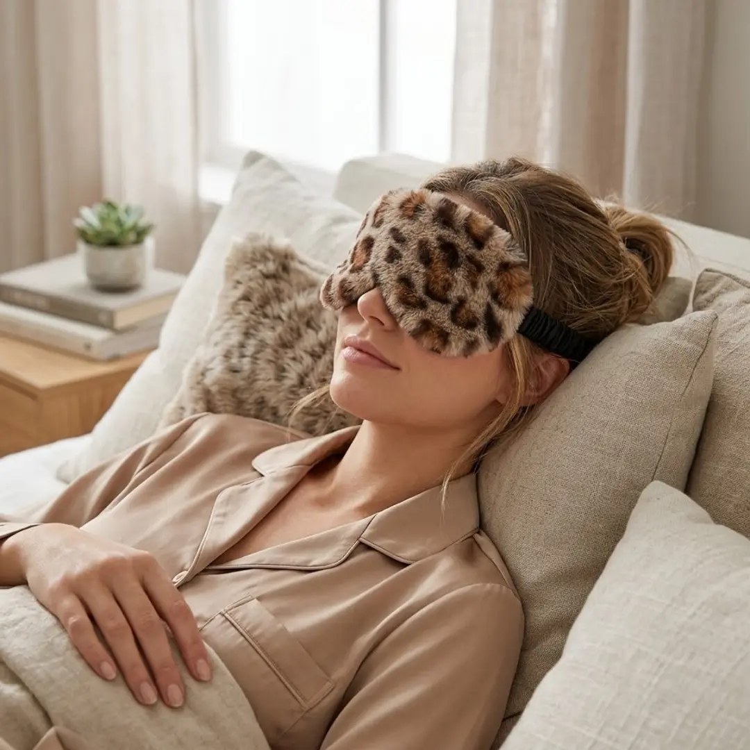 NUVEX Luipaard Reismasker - Lichtblokkerend Pluche