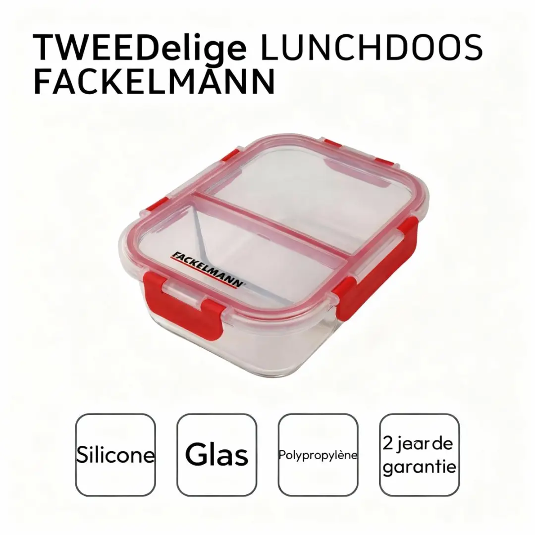 Fackelmann Move 47394 Lunchtrommel Glas - 1000ml - Rood/Transparant