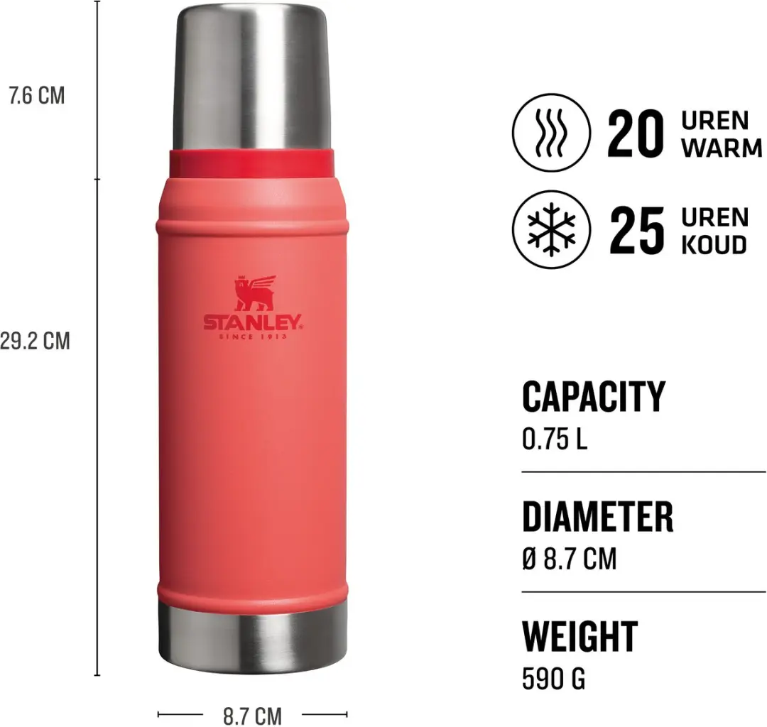 Stanley Classic Legendary Thermosfles 750ml - Hot Coral