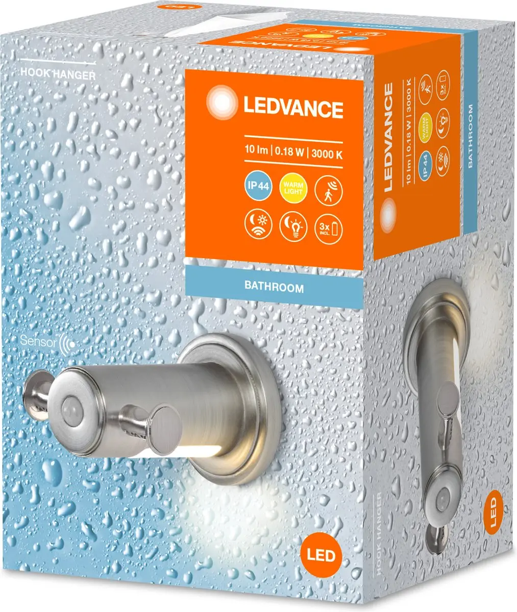 LEDVANCE Badkamer Handdoekhaak + Nlachtlampje 0.18W Warm Wit