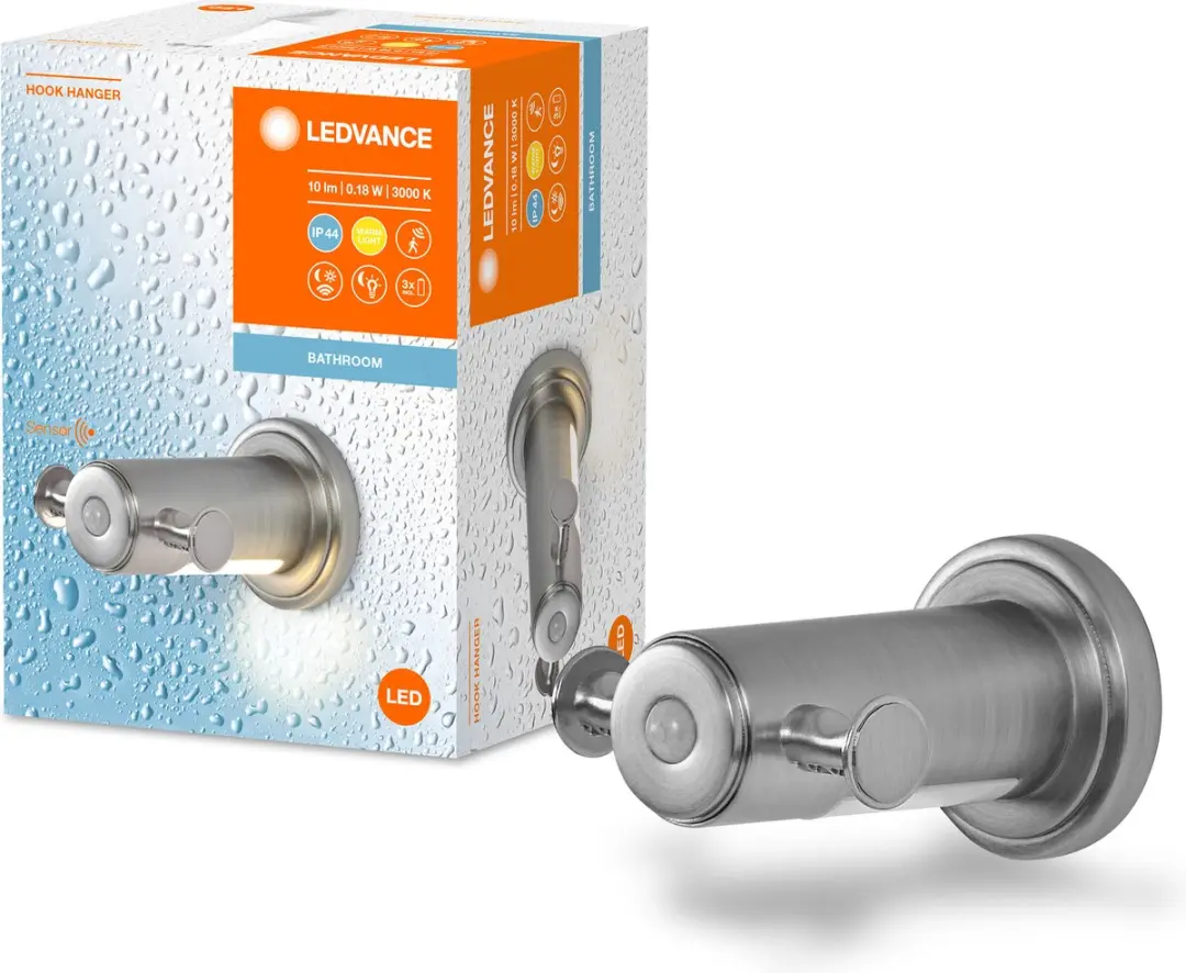 LEDVANCE Badkamer Handdoekhaak + Nlachtlampje 0.18W Warm Wit