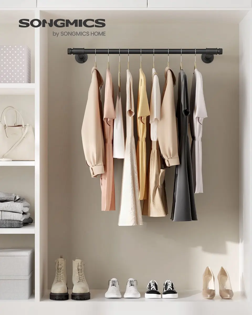 Songmics Klerenrek aan de muur 30x84cm - 60kg - Zwart