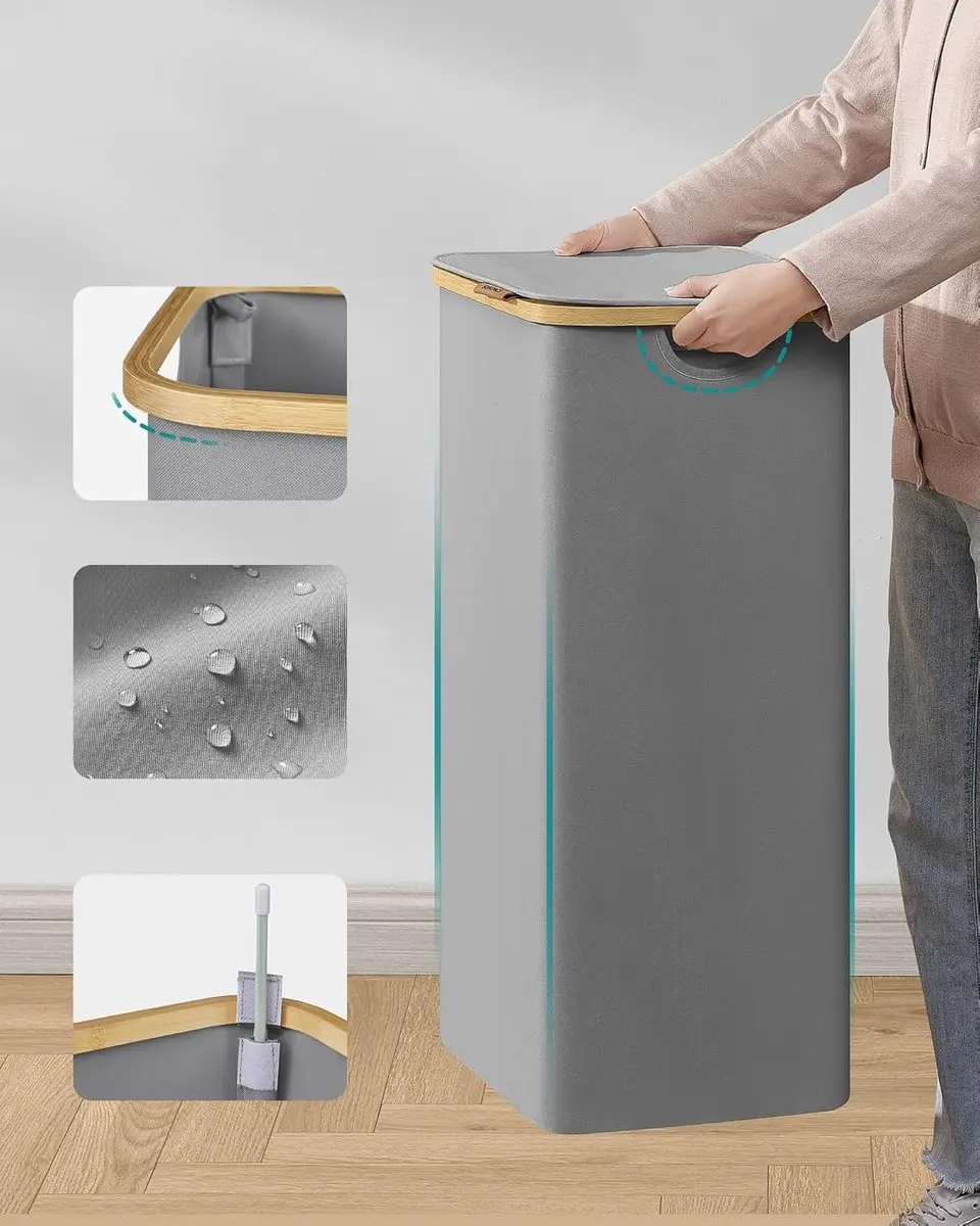 Songmics Wasmand 90L - Opvouwbaar - Grijs