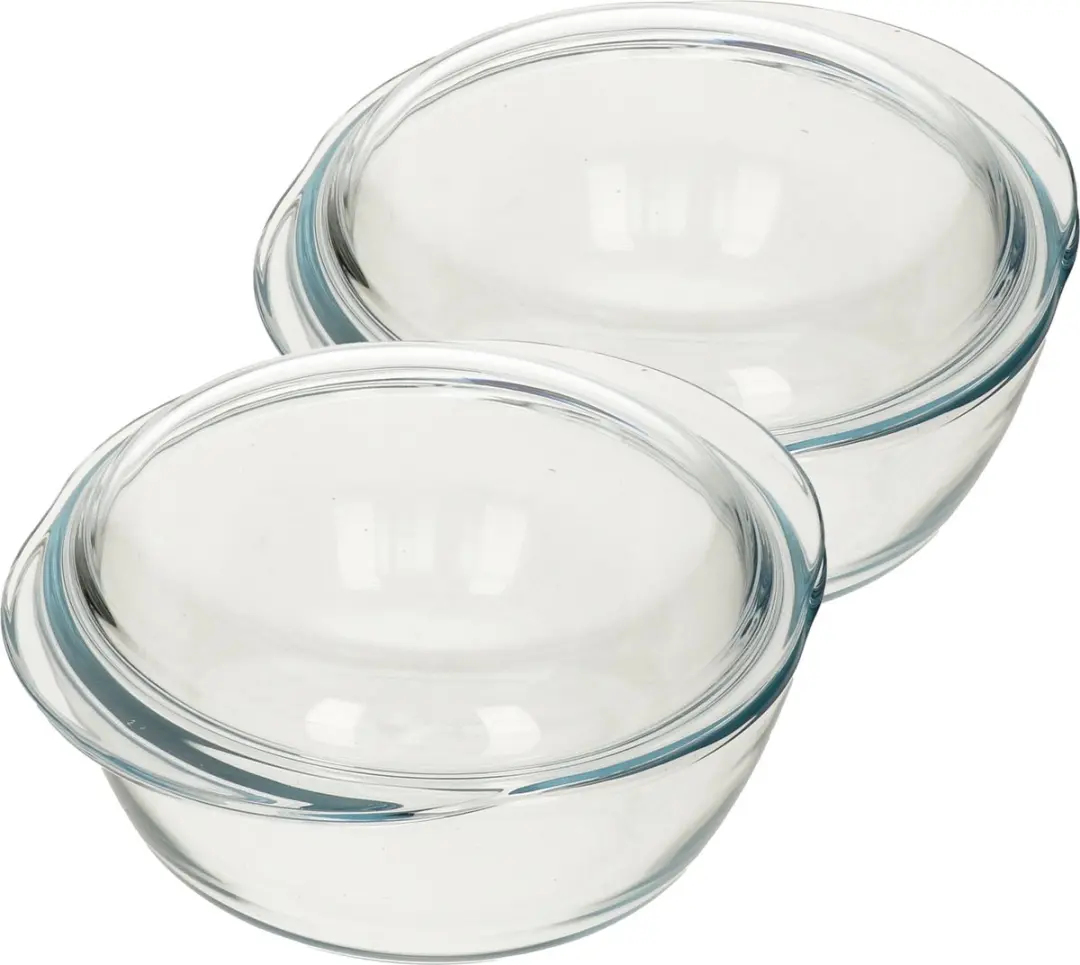 PYREX Ronde Glazen Ovenschaal met Deksel 2x - 2,1L