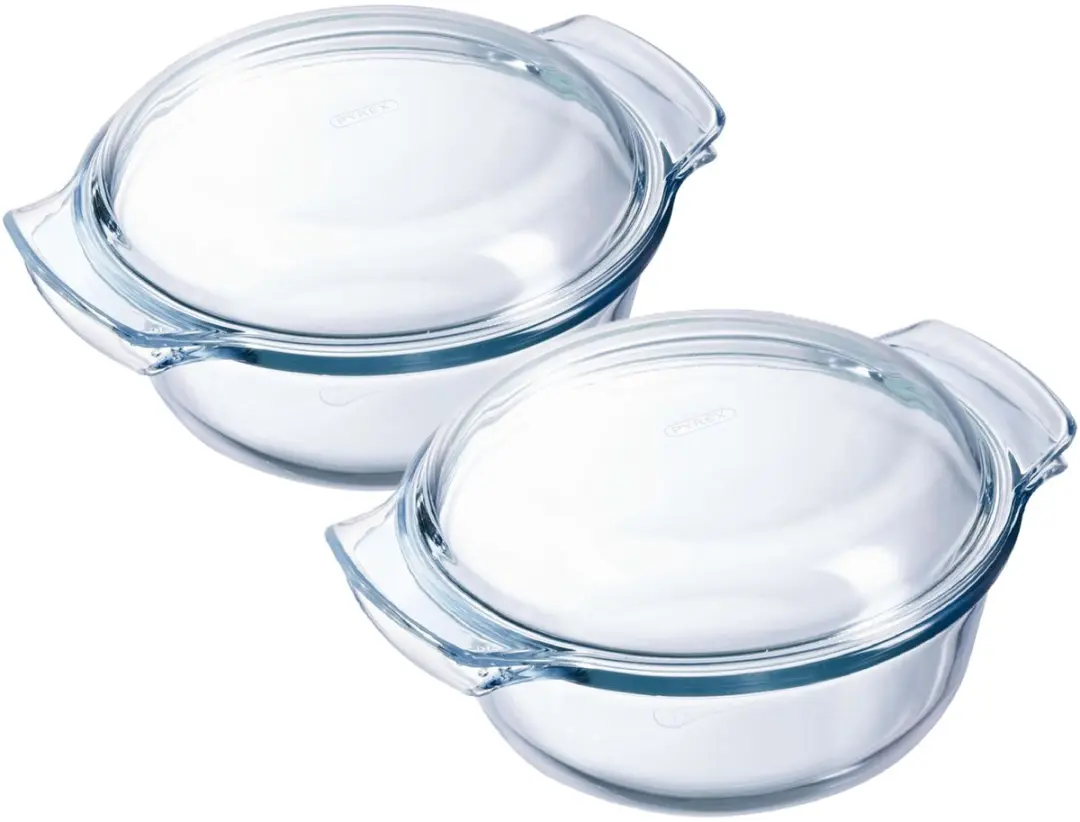 PYREX Ronde Glazen Ovenschaal met Deksel 2x