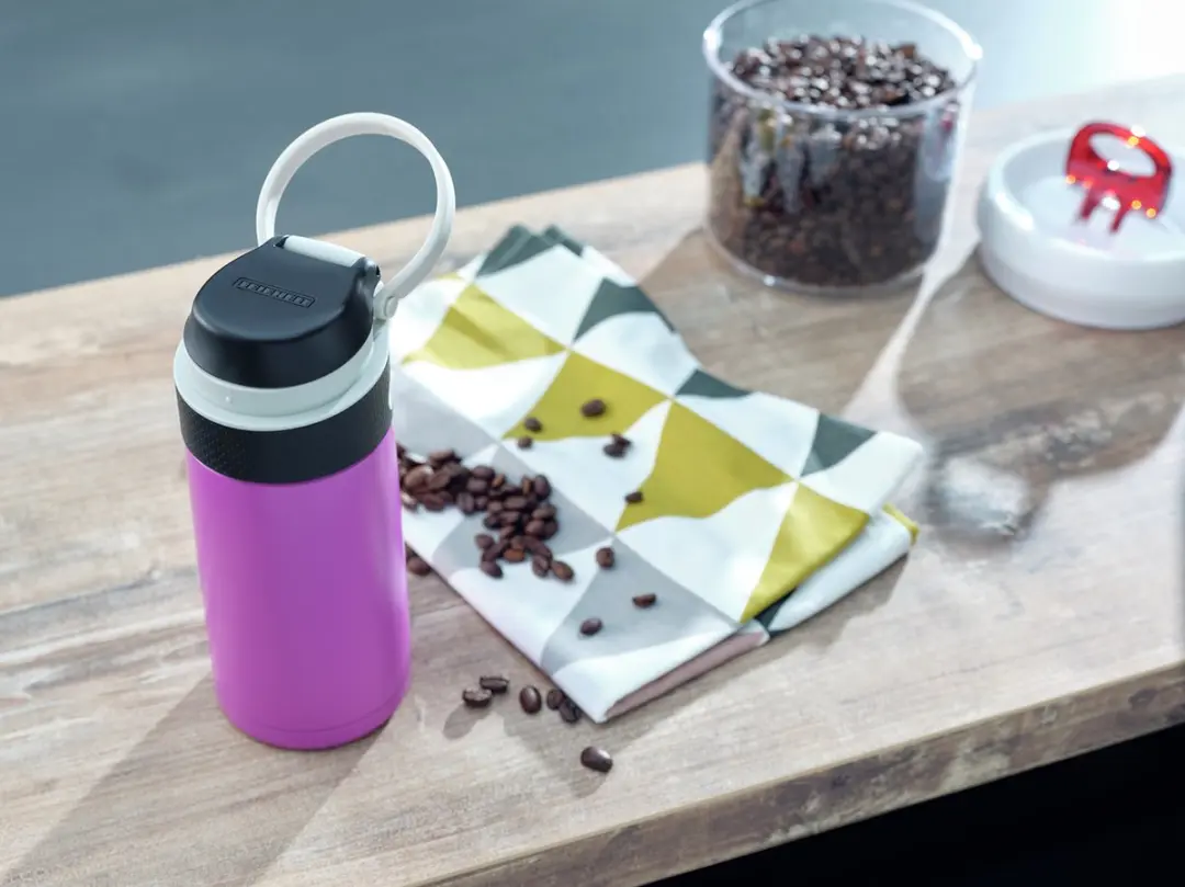 Leifheit Flip Thermosbeker 350ml - RVS - Paars - afbeelding 6 van 6