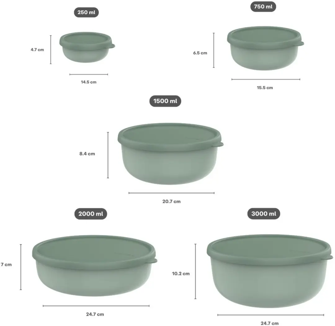 Mepal Lumina Bewaardoosset 5-delig - 250ml/750ml/1500ml/3000ml Nordic sage