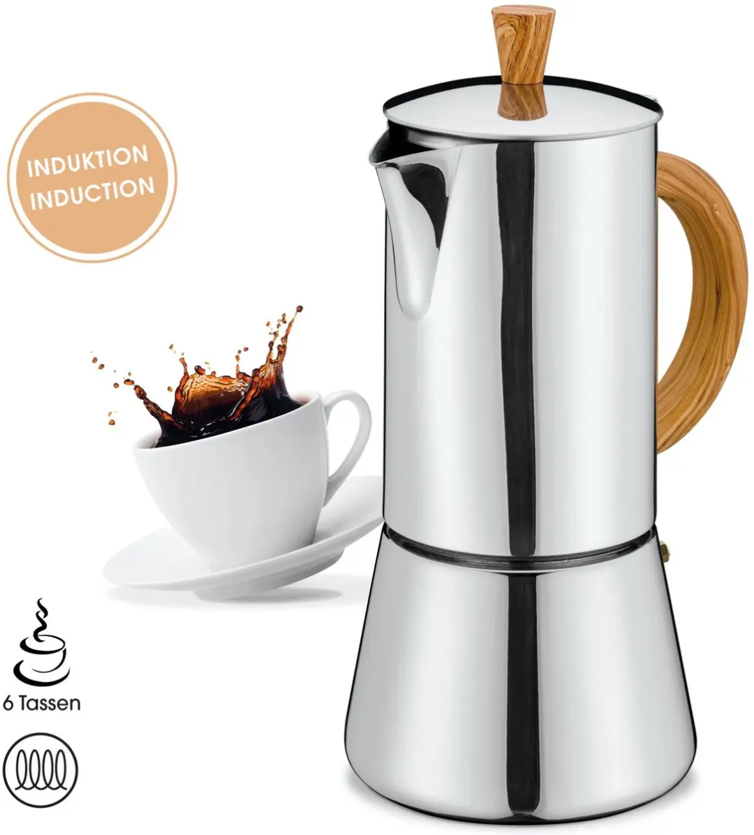 Cilio Figaro Percolator 6-kops - Zilver - Roestvrij staal