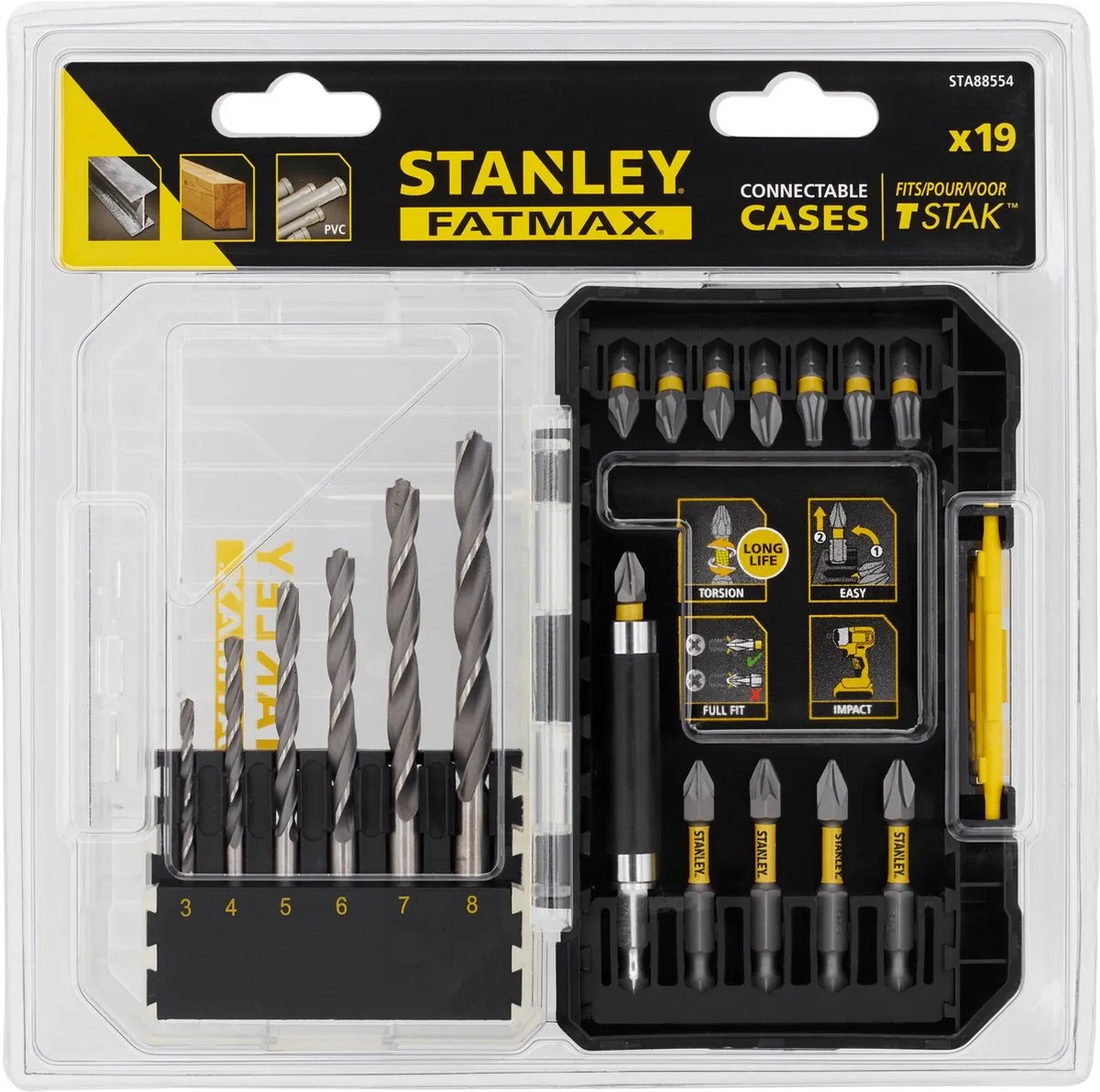Stanley 19-delige Borenset STA88554-XJ - Metaal