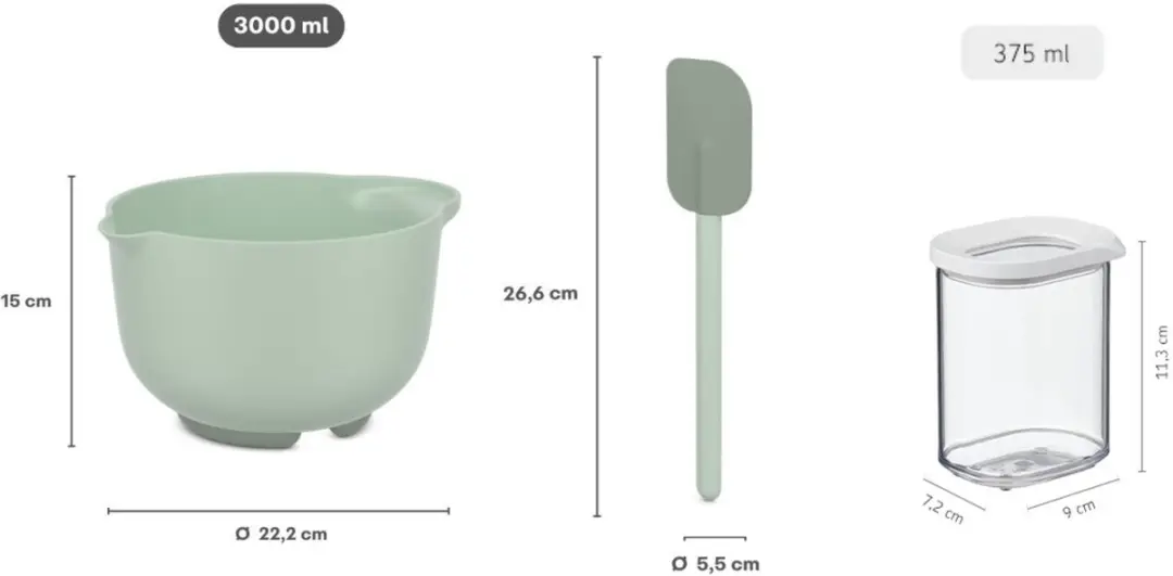 Mepal Beslagkom 3L + Spatel + 2x 375ml Chef it/Modula - 4 Stuks