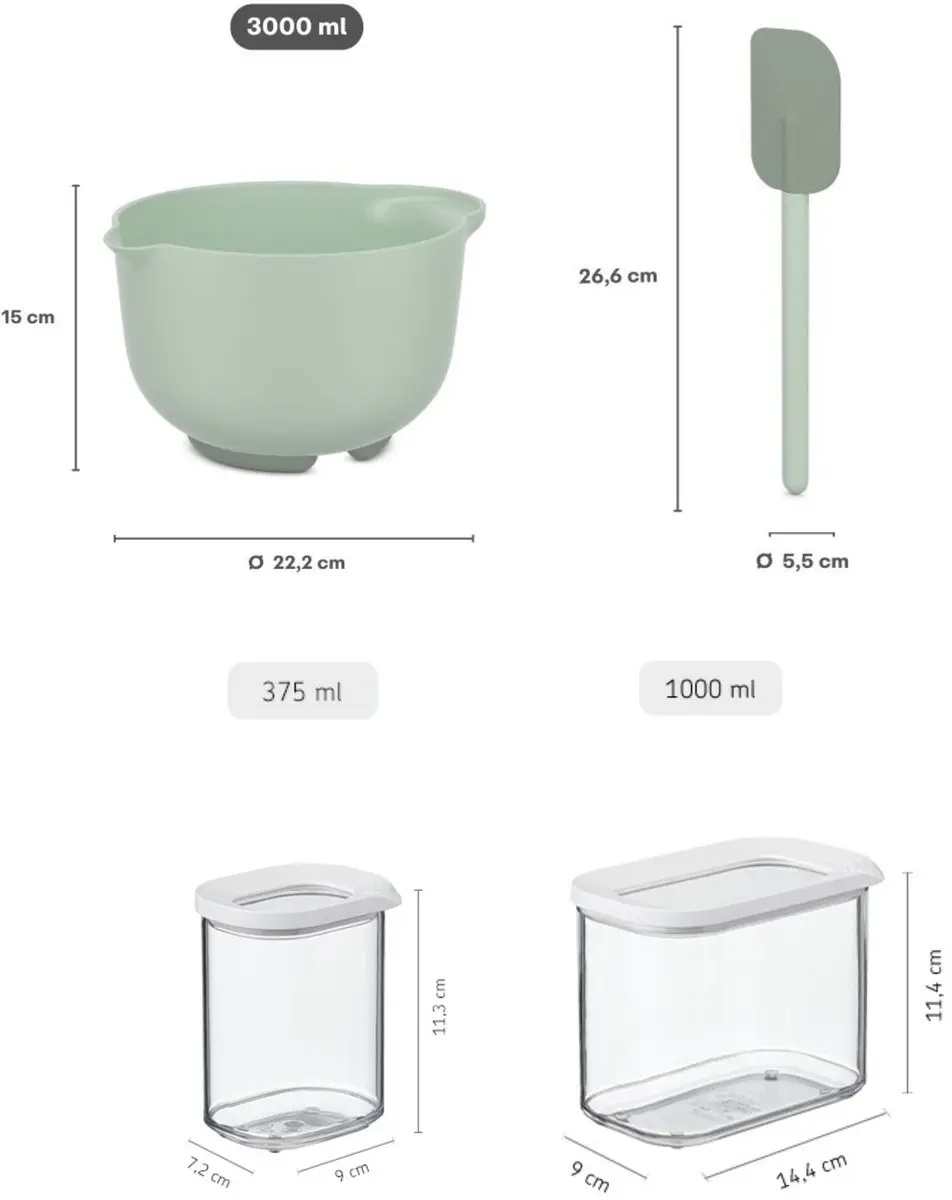 Mepal Chef it Modula Bakset 3000ml - 6 Stuks - Chalk & White