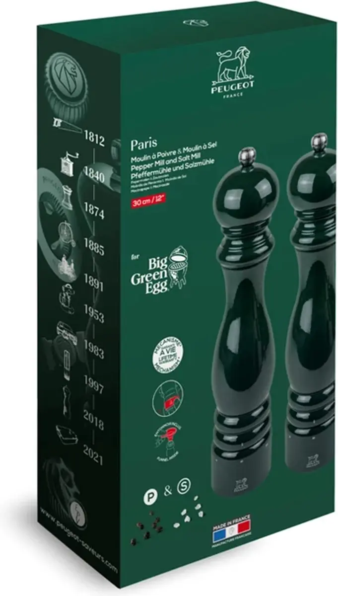Big Green Egg X Peugeot Peper- en Zoutmolen 30cm - Limited Edition - Groen