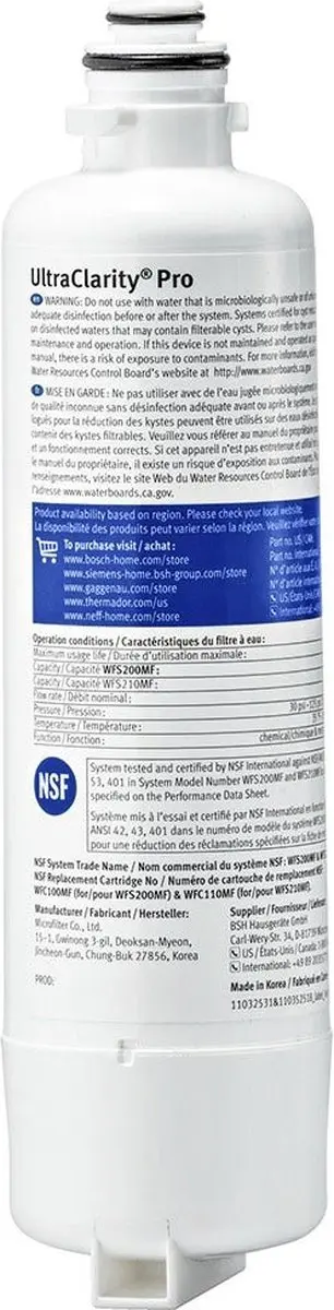 Bosch Waterfilter UltraClarityPro 11032518 - Blauw
