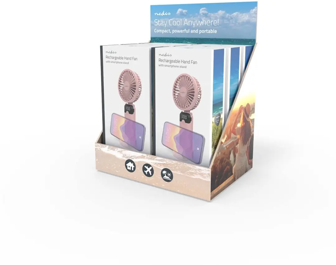 Nedis Handventilator FNHH3BOX3 - 6 Snelheden - Roze