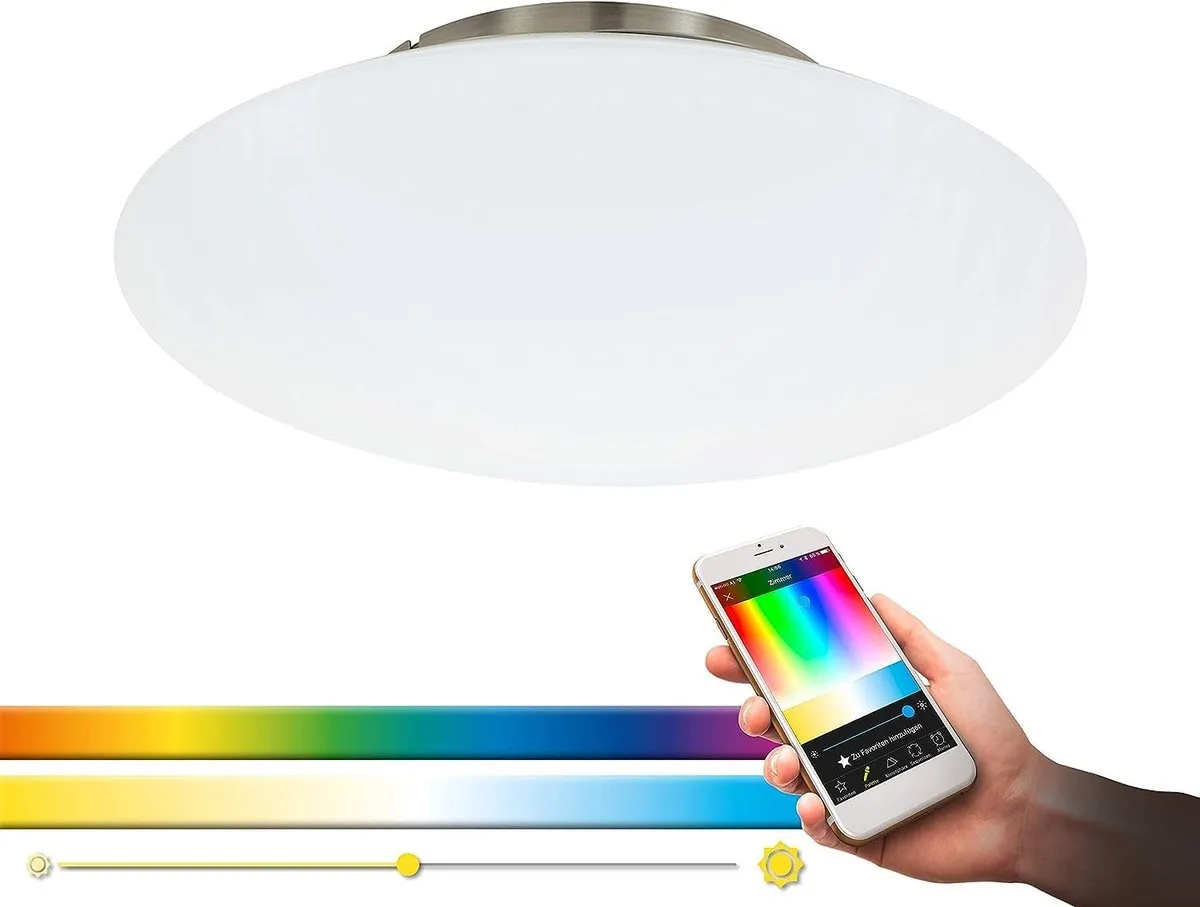 Eglo Frattina-C Slimme Plafondverlichting Bluetooth - Gesatineerd Staal/Wit