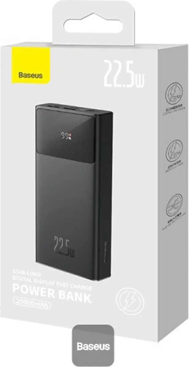 Baseus PPXJ080101 PowerBank 30.000mAh - 22,5W - 3x USB - Zwart