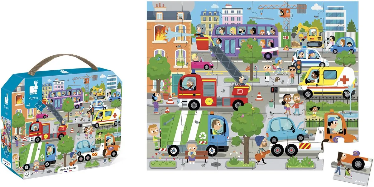 Janod Puzzel De Stad Kartonnen Koffer