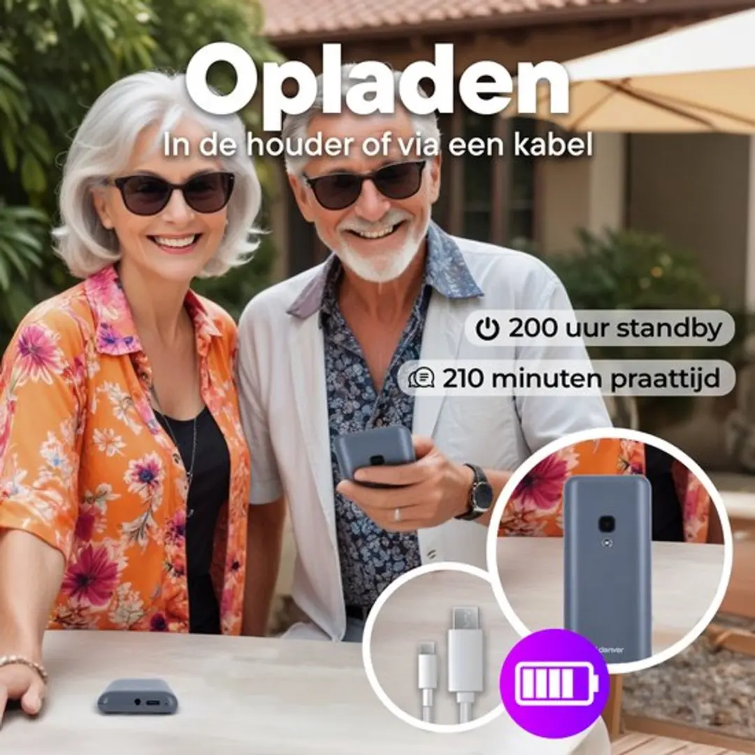 Denver 4G Senioren Telefoon - Grote Toetsen - Dual Sim - Wit