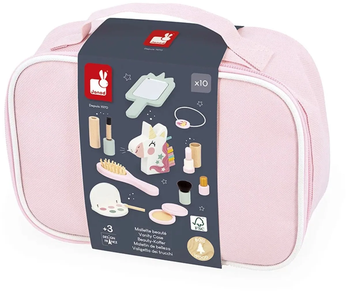 Janod Unicorn Beauty Case - 10 Houten Make-up Accessoires