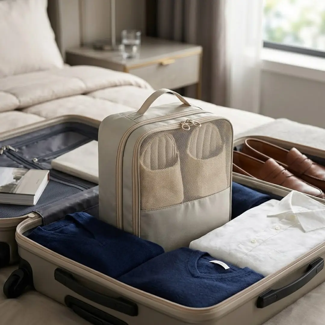 NuveX Reis Schoenenzak Beige - Dubbele Organizer