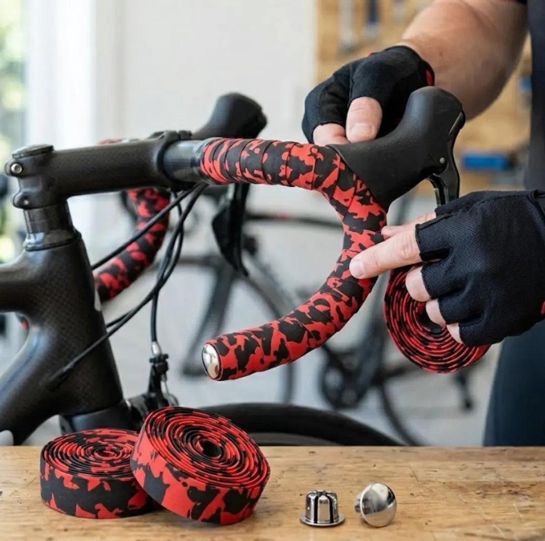 NUVEX Stuurlinten Racefiets - Zwart/Rood Camouflage - Antislip