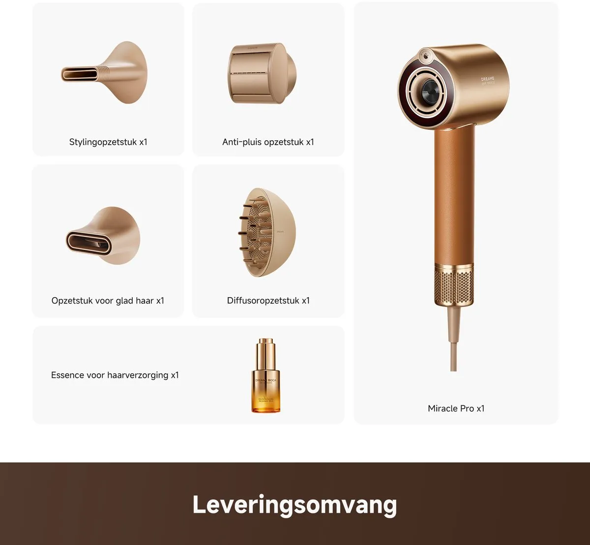 Dreame Miracle Pro AHX30 Haardroger - 1600W - Goud - afbeelding 6 van 6