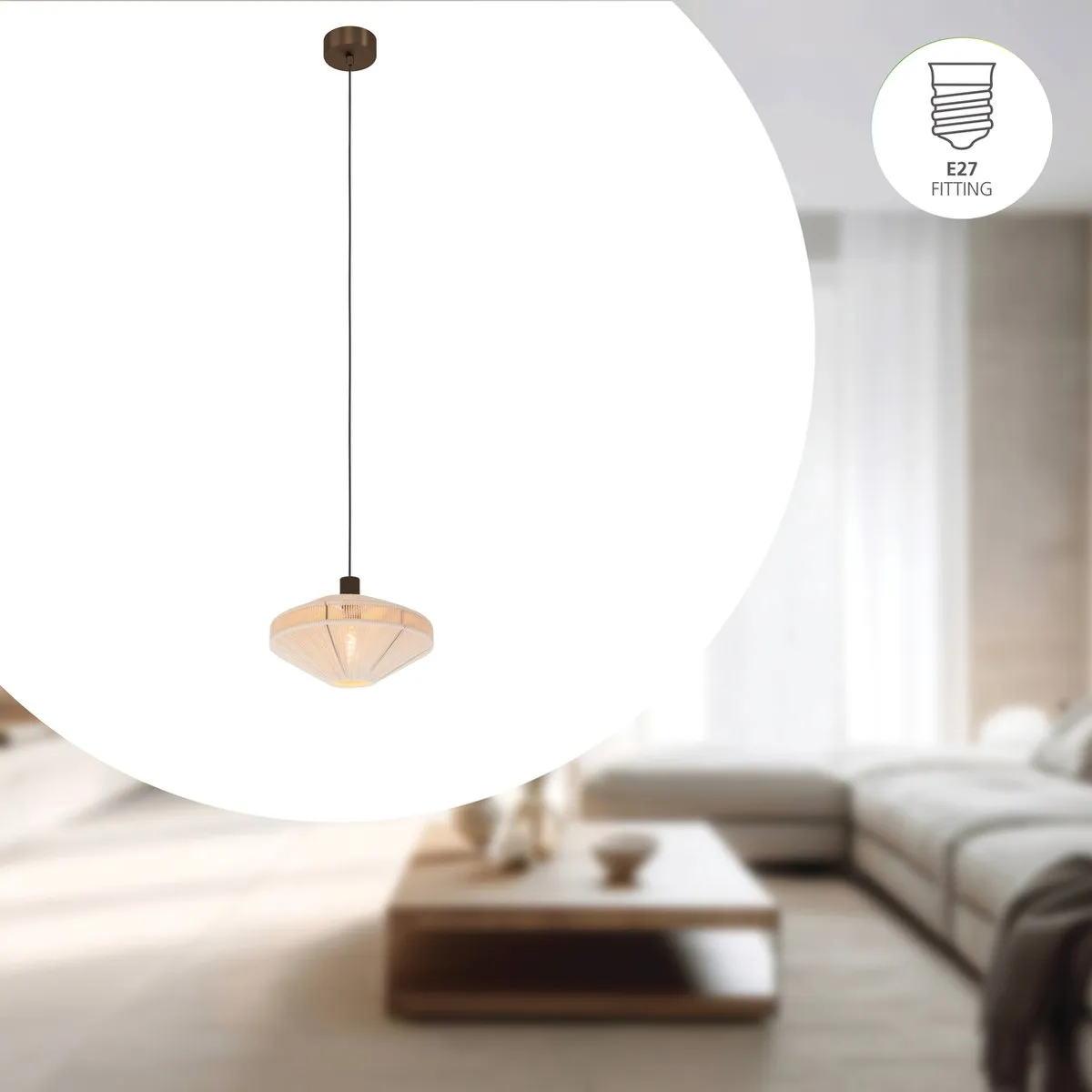 Eglo Orimini Hanglamp E27 Ø38cm - Crème/Brons