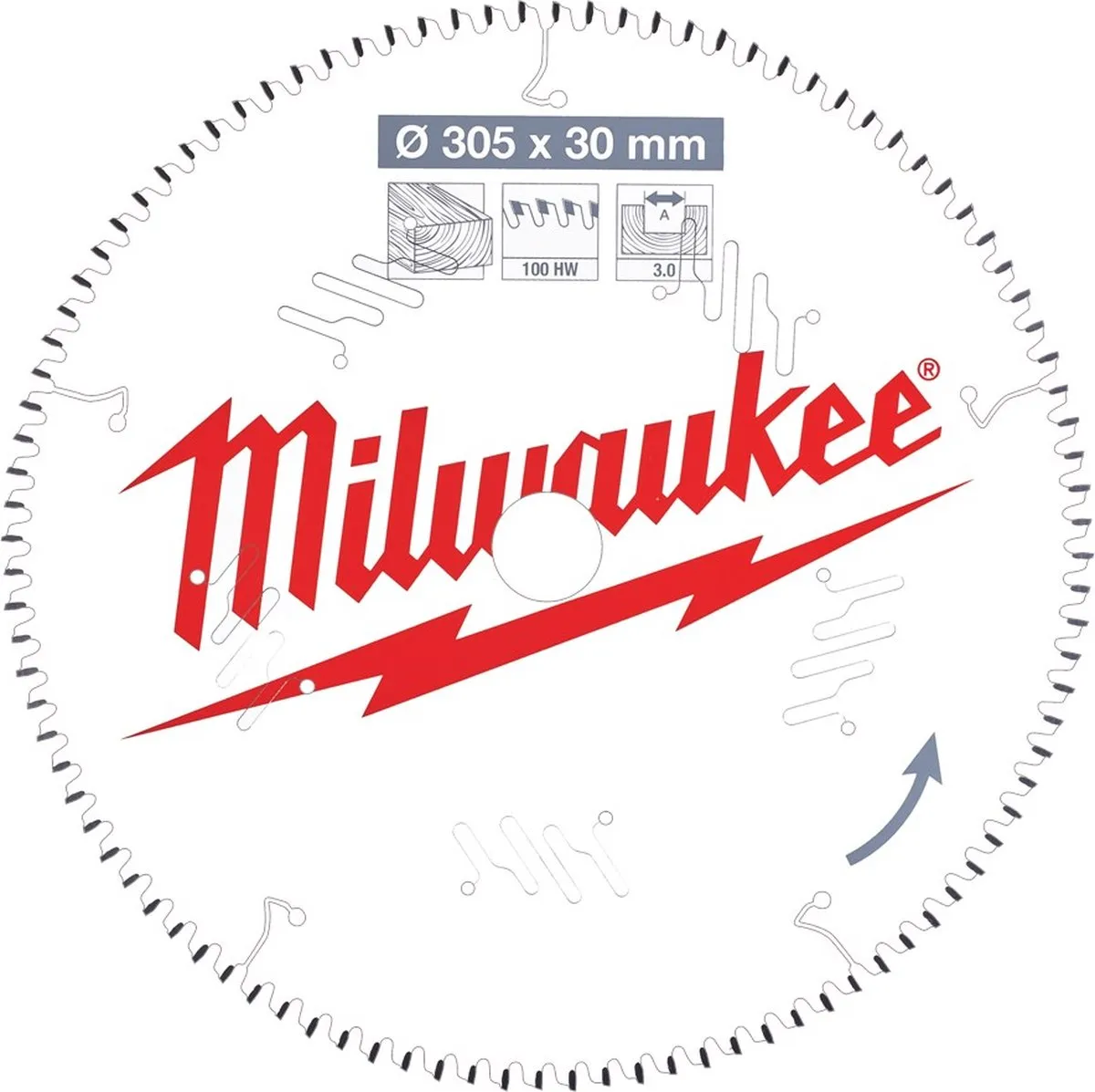 Milwaukee Cirkelzaagblad Hout 305mm 100T