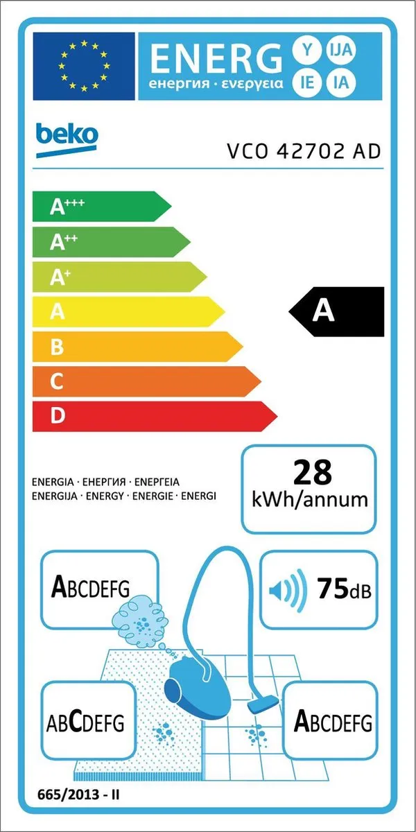 Beko VCO42702AD Stofzuiger 800W - 1,8L - Blauw