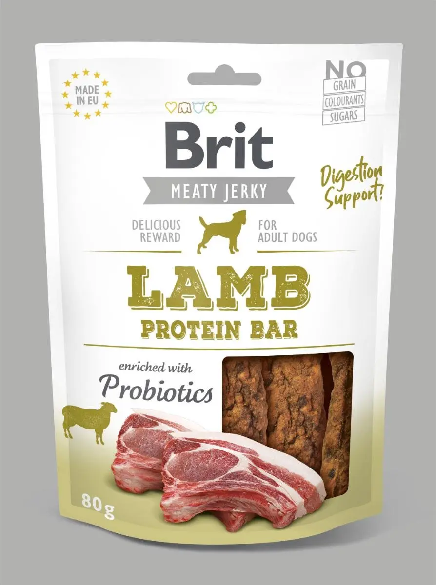 Brit Jerky Protein Bar Lam 80g - 12 Stuks