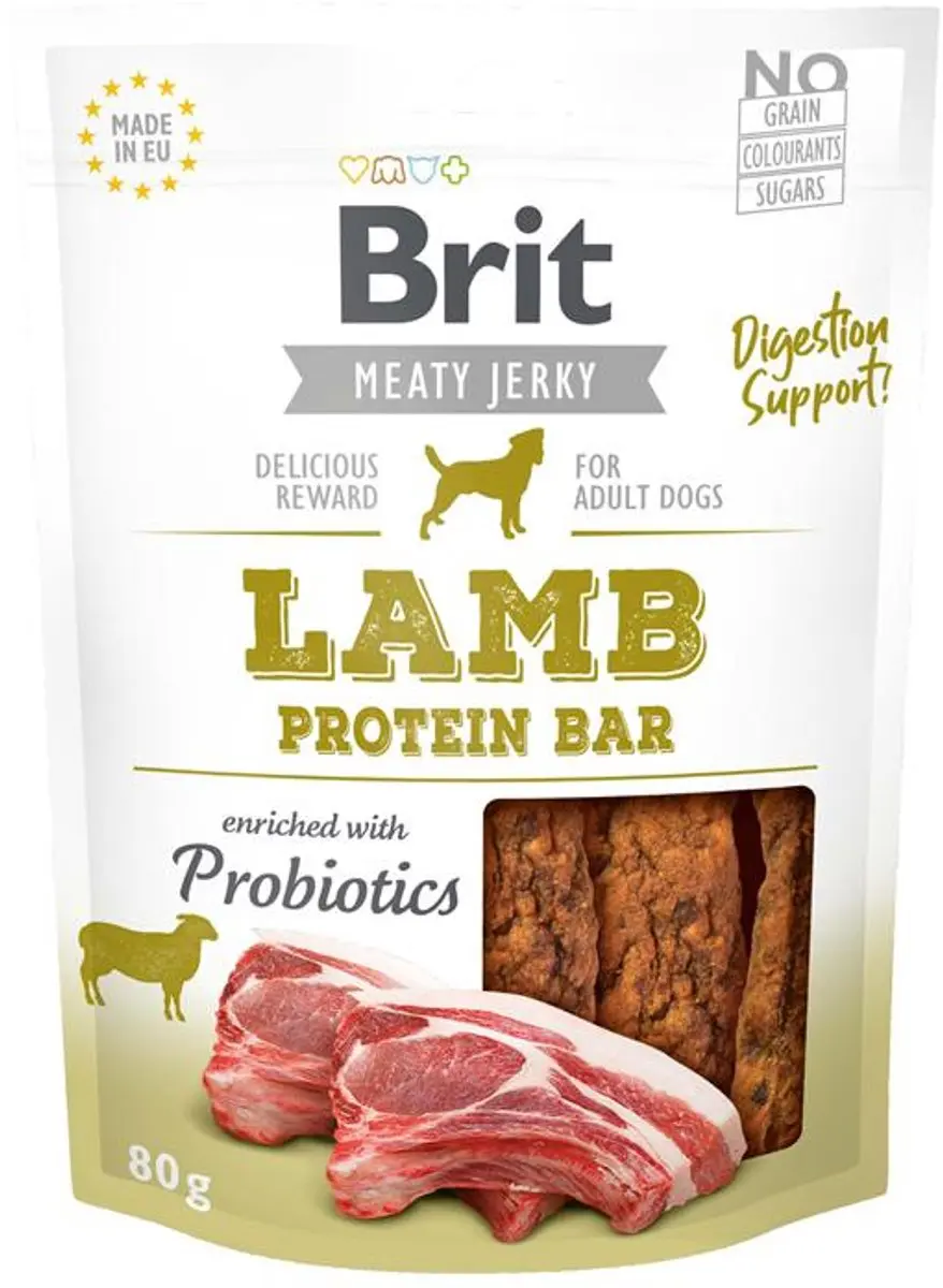 Brit Jerky Protein Bar Lam 80g - 12 Stuks