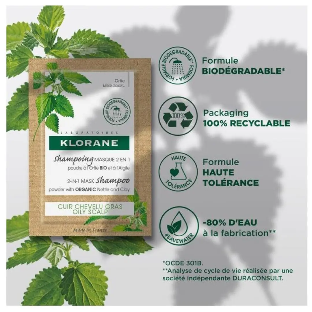 Klorane Haar Ortie 2-in-1 Masker Shampoo Poeder 24ml