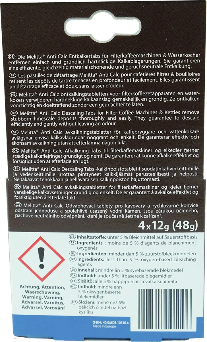 Melitta Ontkalker 6750343 - 48g (4x12g) - Wit