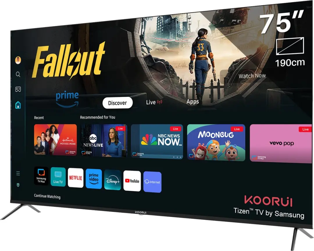 Koorui Tizen Samsung Smart TV QLED 4K 75" - Zwart