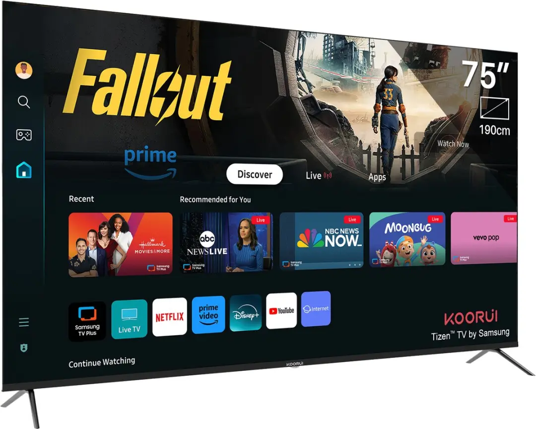 Koorui Tizen Samsung Smart TV QLED 4K 75" - Zwart