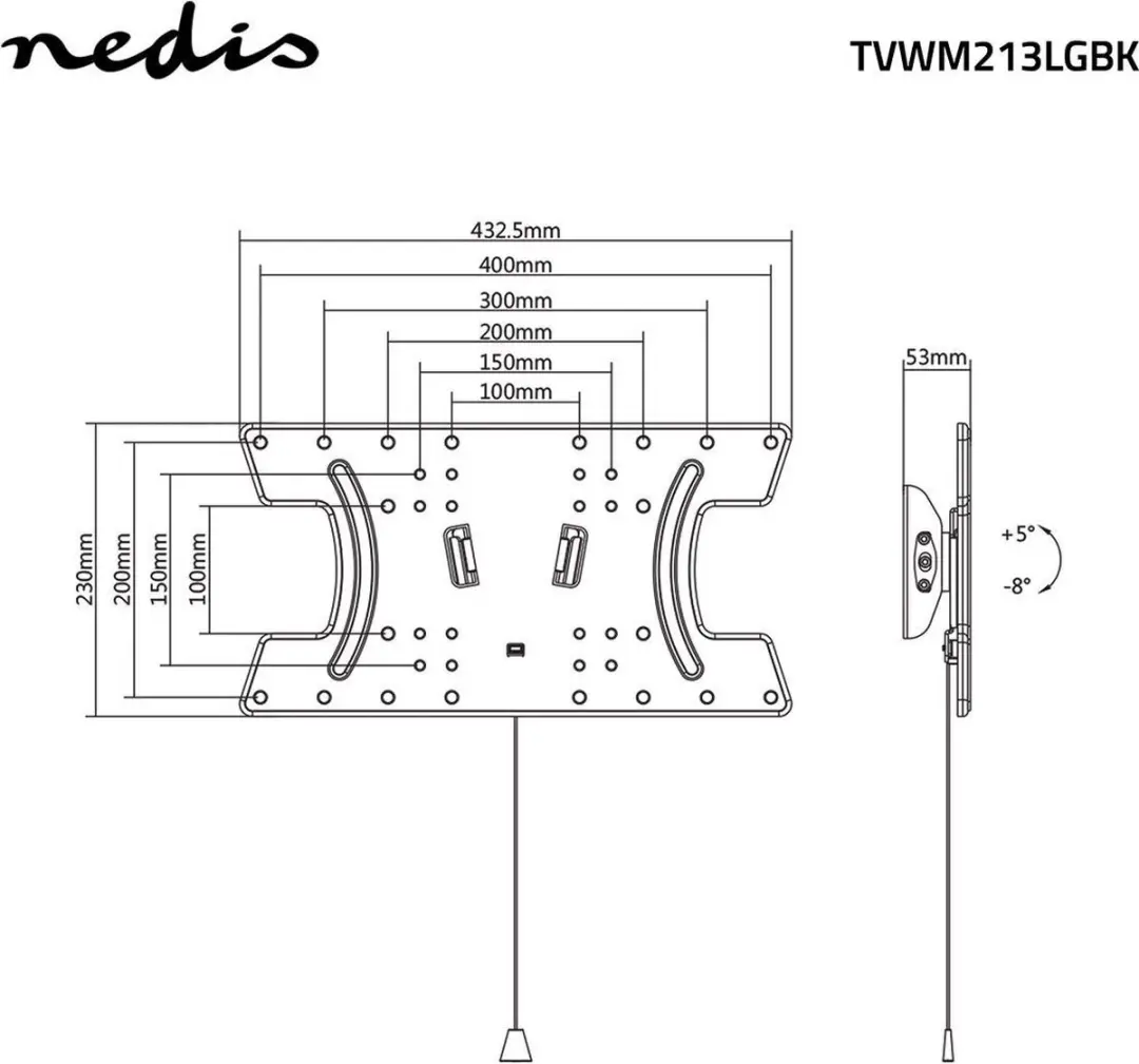 Nedis TVWM213LGBK Kantelbare TV-Muurbeugel - 32-65" - 30kg - Zwart