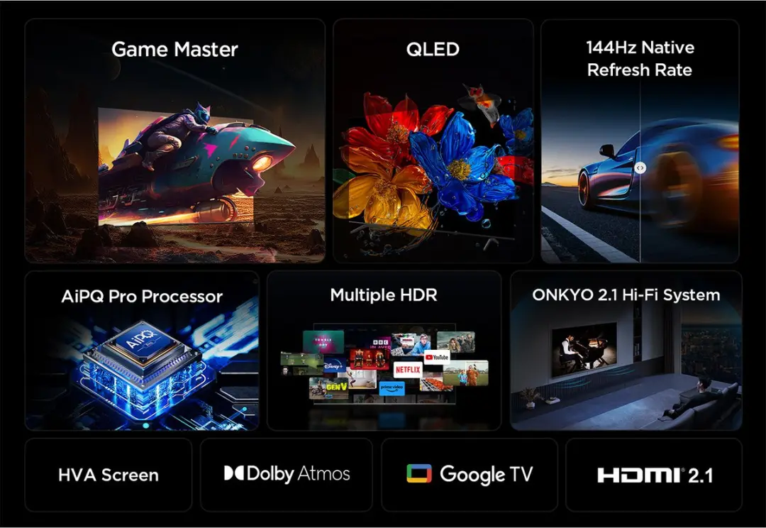 TCL 55P8K QLED Smart TV 55" - 4K - Google TV - Zwart